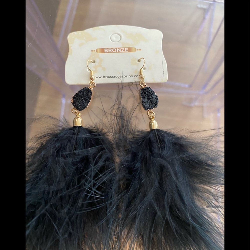 Black fur earrings